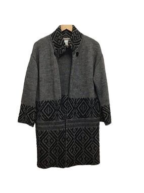 CHIARAMENTE coatigan knit open long duster cardigan sweater wool alpaca black
